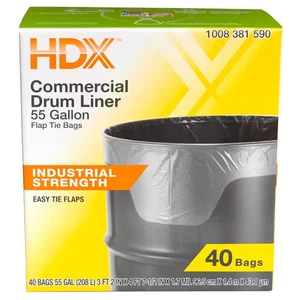 55 Gal. Transparente strapazierfähige Müllbeutel Klappenbindung Trommelfutter (40 Stück) - Bild 1 von 9