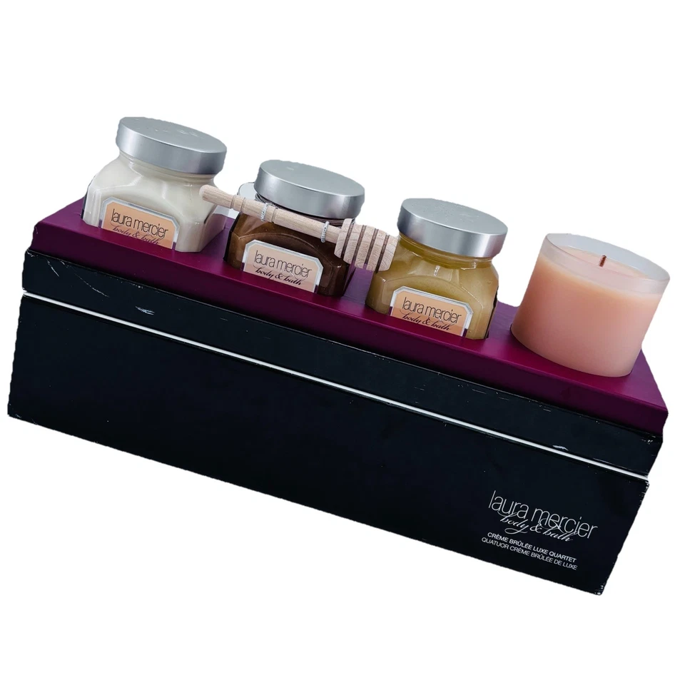 Baño de miel, exfoliante, crema y vela Laura Mercier Crème Brûlée Luxe Quartet NUEVO Foto 1 de 4