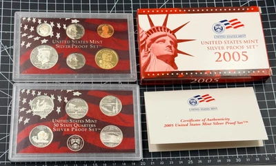 2005-S 90% Silver Proof Set 11-Coin Set w/ Original Government Packaging Box COA - Image 1 of 4