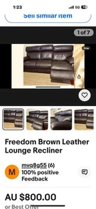 Freedom Brown Leather Lounge Recliner - Picture 1 of 2