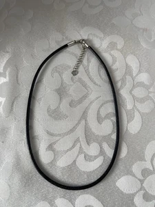 3mm Black Leather Cord Necklace Choker 925 Sterling Silver Clasp 15” W/Ext. 18” - Picture 1 of 6