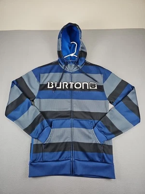 Burton DryRide Zip-Up Hoodie Men's Small Blue Striped Fleece Lined Jacket - Image 1 of 4