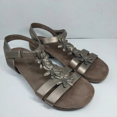 Natural Soul Aaliyah Women's Size 10 M Metallic Floral Boho Adjustable Sandals Foto 1 de 4