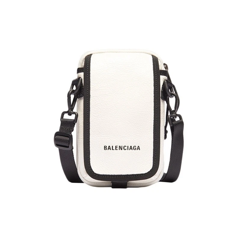 Balenciaga Logo Lambskin Crossbody Bag Men's White 5.1x3.1x7.8 in - Image 1 of 4
