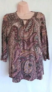 M&S Blouse Classic Size 16 paisley design pink brown burgundy mix - Picture 1 of 10
