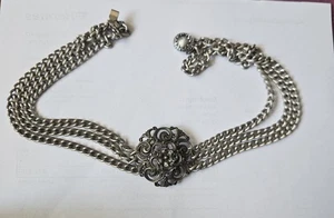 Alte 835 Silber 3-reihige Halskette Kropfkette - Bild 1 von 6