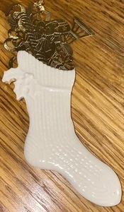Lenox Vintage Gold Elfenbein Strumpf Weihnachtsschmuck ohne Karton - Bild 1 von 5