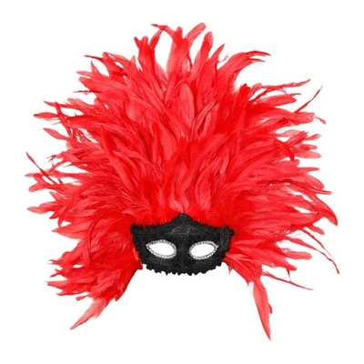 Feather Headdress Costume Feather Mask for Dance Show Halloween Carnival - Image 1 of 2