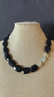 Collar llamativo piedras preciosas y vidrio grueso collar 18" cuentas 23,6 mm a 5,9 mm Foto 1 de 4