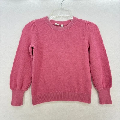 GAP Kids Girls Pink Glitter Sweater Top MEDIUM Cotton Blend Knit Top Puff Sleeve - Image 1 of 4