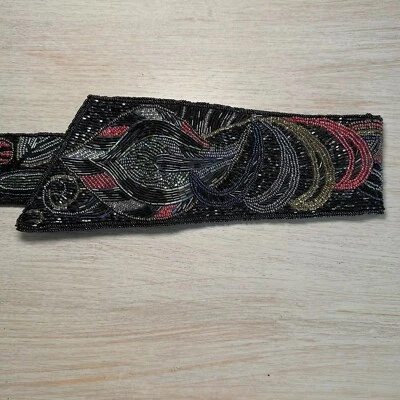 Cinturón vintage Christian Dior años 80 negro con cuentas satinado moda talla M Foto 1 de 4