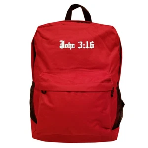 RED Backpack Bag with JESUS VERSES JOHN 3:16 CHRISTIAN EMBROIDERED - Picture 1 of 4