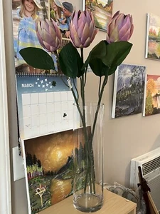 3 künstliche Blumen Kunstseide Protea Blume von Mainstays 28" Rosa Lavendel Neu mit Etikett - Bild 1 von 8