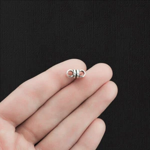 Double Spacer Metal Beads 12mm x 6mm - Antique Silver Tone - 8 Beads - SC1934 - Picture 1 of 2