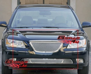 Fits 2009-2010 Hyundai Sonata Stainless Steel Chrome Mesh Grille Insert Combo - Picture 1 of 2