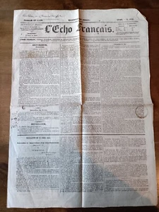 Vieux Journal - L'Echo Français, Journal Quotidien, Politique et Littéraire 1842 - Imagen 1 de 2
