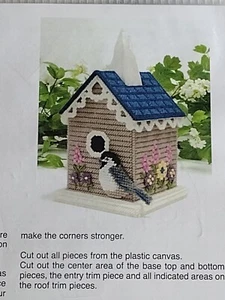 NEW Mary Maxim Birdhouse Tissue Box Cover Plastic Canvas Needlepoint Kit 17326 - Picture 1 of 8