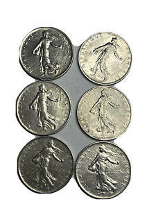 1960 France One Franc 6 Coins Aluminum French Coin KM 925.1 Circulated Excellent