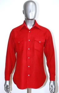 Vintage 1980s PENDLETON High Grade Western Wear Red Wool Pearl Snap Shirt Size M - Picture 1 of 9