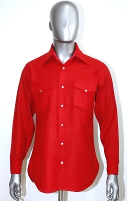 Vintage 1980s PENDLETON High Grade Western Wear Red Wool Pearl Snap Shirt Size M - Image 1 of 4
