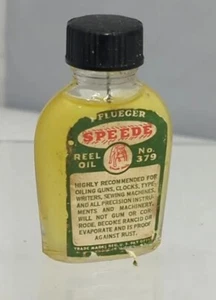 Vintage PFLUEGER ""Speed"" Spulenöl Nr. 379 volle Flasche mit angebrachtem Tropfer - Bild 1 von 4