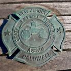 VTG Fireman Firefighter Solid Brass(Caldwell NJ)Grave Marker-Plaque(Great Patina