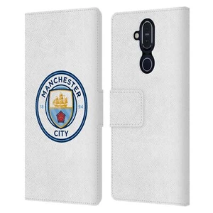 MANCHESTER CITY MAN CITY FC BADGE LEATHER BOOK CASE FOR MICROSOFT NOKIA PHONES - Picture 1 of 16
