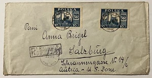 1946 POLAND IMPERF COVER CIVIL MAILS SENT TO U.S. ZONE SCHRANNENGASSE SALZBURG - Picture 1 of 5