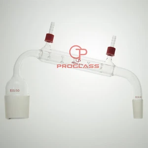 Laboratory Glass Parallel Distillation Adapter with Jacket Vigreux 55/50 24/40 - Picture 1 of 2