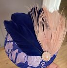 Navy Blue And Pink Facinator Small Hat