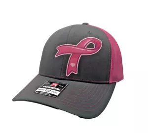 Pink Ribbon Snapback Trucker Hat RIchardson 112 Charcoal Pink - Bild 1 von 5