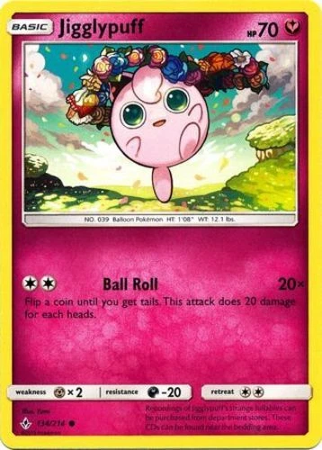 Pokemon Jigglypuff - 134/214 - Common NM-Mint Unbroken Bonds - Image 1 of 1