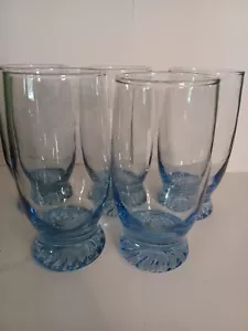 Klare blaue Gläser (5) Kühler Trinkgläser gedrehter Fuß flacher Boden 5 Zoll - Bild 1 von 4