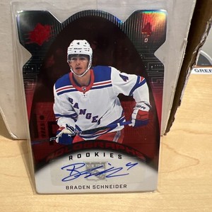 2022-23 UD SPX #HGR-BS Braden Schneider Holographs Auto 2/99 New York Rangers RC