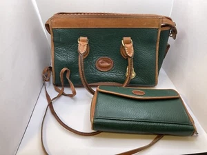 2 Vintage Dooney und Bourke Taschen zum Restaurieren Waldgrün 90er Bedarf TLC - Bild 1 von 18