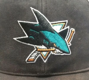 Vintage San Jose Sharks NHL Hockey Embroidered Black Baseball Cap/Hat by Lids - Picture 1 of 6