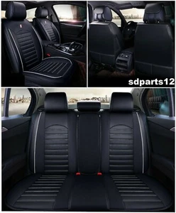 Audi Renault VW Coprisedili Neri Bordo Bianco Ecopelle Anteriori Posteriori Lux - Picture 1 of 5