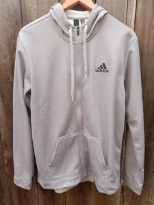 NWT Men Adidas Aeroready Gray Athletic Full Zip Hoodie Jacket Long Sleeve Fleece - Picture 1 of 11