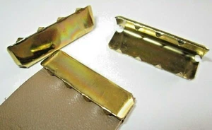 50 VINTAGE GOLD TONE 25mm / 1"  BELT BUCKLE / STRAP END TIPS, CLOTH LEATHER, NOS - Picture 1 of 10