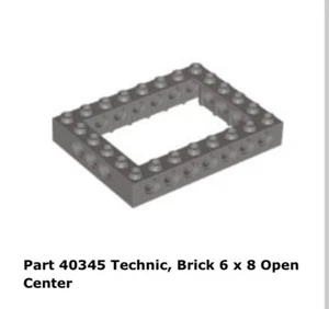 Lego 1x 40345 Dark Gray Technic, Brick 6 x 8 Open Center Star Wars 4483 - Picture 1 of 1