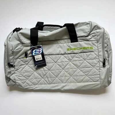 Skechers Gym Bag Medium Gray Quilted Multi-Zip Shoulder Bag Overnight Weekender - Image 1 of 4
