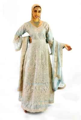 Readymade dress Wedding Gown Indian Pakistani Asian embroidery Maxi blue outfit - Image 1 of 3