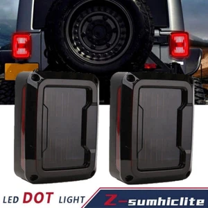 Pair Smoked LED Tail Lights Turn Signal Reverse For Jeep Wrangler JK 2007-2017 - Picture 1 of 12