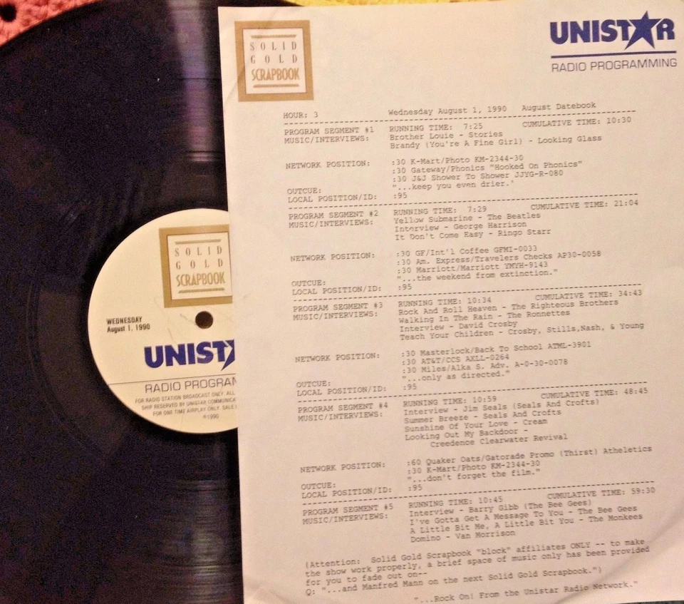 RADIO SHOW: 8/1/90 AUGUST! BEATLES, CSN&Y, CREAM, BEE GEES,VAN MORRISON, RINGO - Image 1 of 1