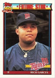 1991 Topps Baseball Rookie Rich Garces Minnesota Twins #594 - Picture 1 of 2