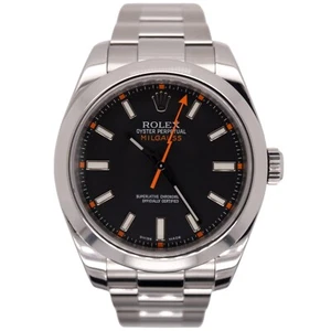 Rolex 40mm Milgauss Men's Black Dial Steel Thunderbolt Watch BOX & PAPERS 116400 - Picture 1 of 9