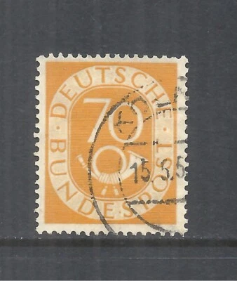 GERMANY SCOTT 683 USED VF - 1952 70pf DP YELL ISSUE (B) - NUMERAL & POST HORN - Image 1 of 2