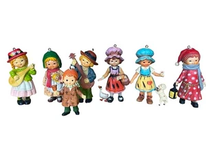 Vintage Christmas Ornament BRADFORD Boy & Girl 1980s Dolls Lamb Banjo Lantern - Picture 1 of 17