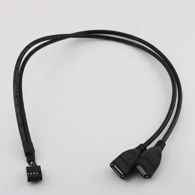 1pc Motherboard Female 9 Pin Header to Dual USB 2.0 A Female Adapter Cable 50cm - Image 1 of 4