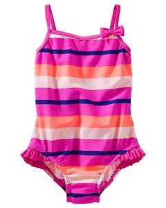 Osh Kosh B'gosh Infant Girls Striped 1pc Swimsuit Size 3M 6M 9M 12M 18M 24M